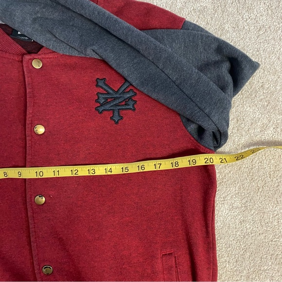 Zoo York mens varsity jacket sweatshirt maroon, gray, black cotton blend medium - Picture 6 of 9